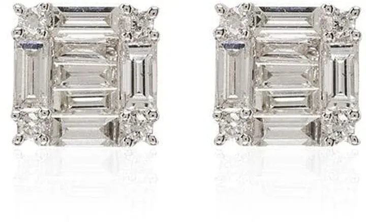18kt White Gold Square Diamond Earrings