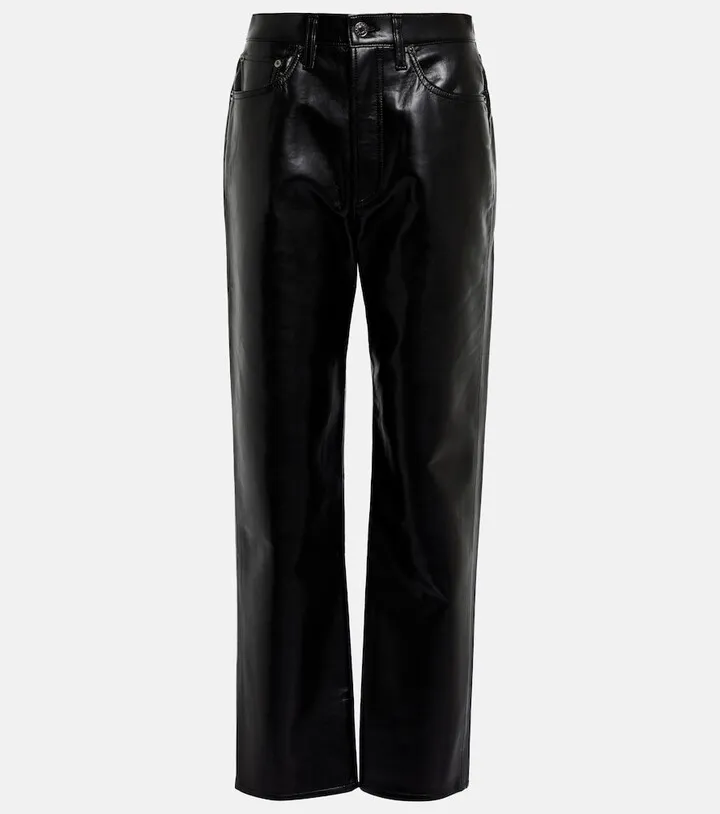 90s Pinch Waist leather-blend pants