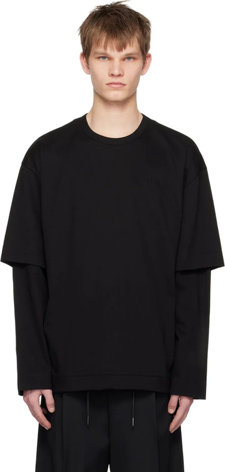 Juun.J Black Layered Long Sleeve T-Shirt