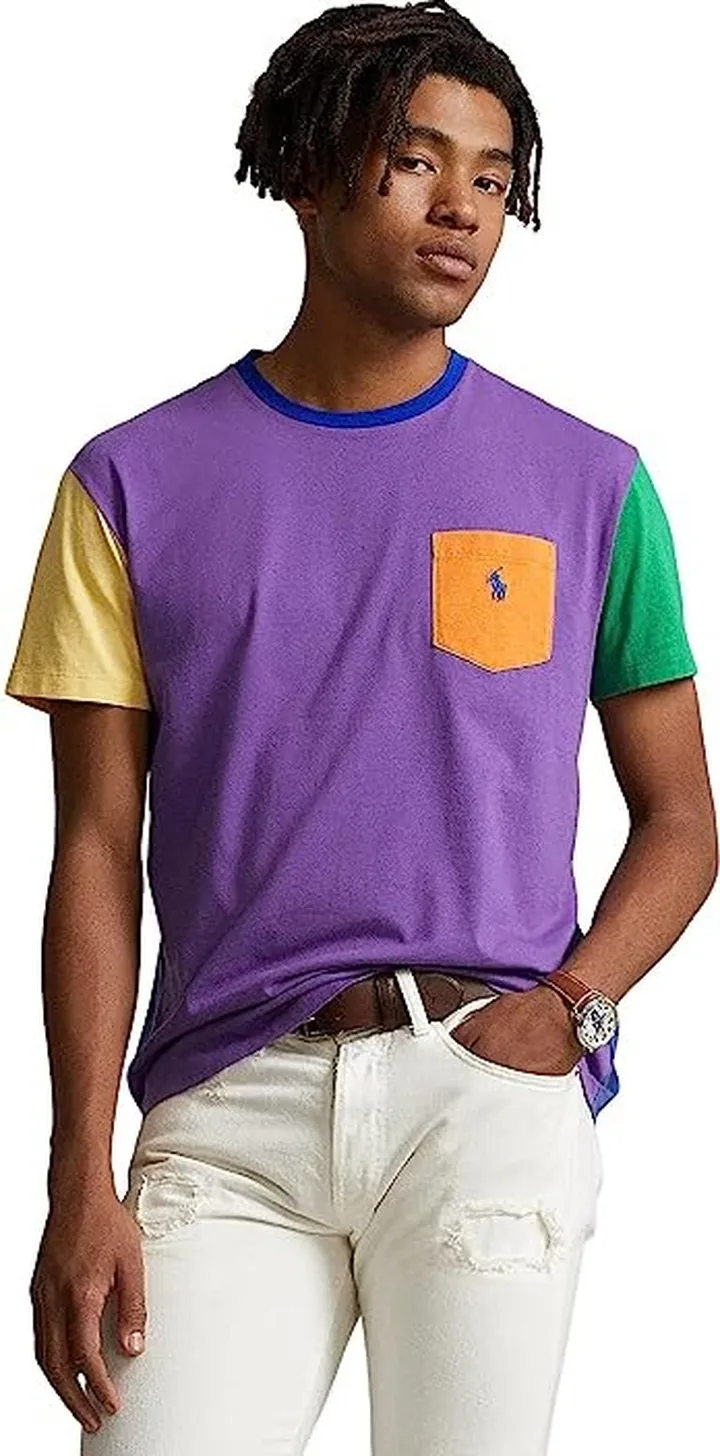 Polo Ralph Lauren Classic Fit Jersey Pocket T-Shirt (Purple Multi) Men's Clothing