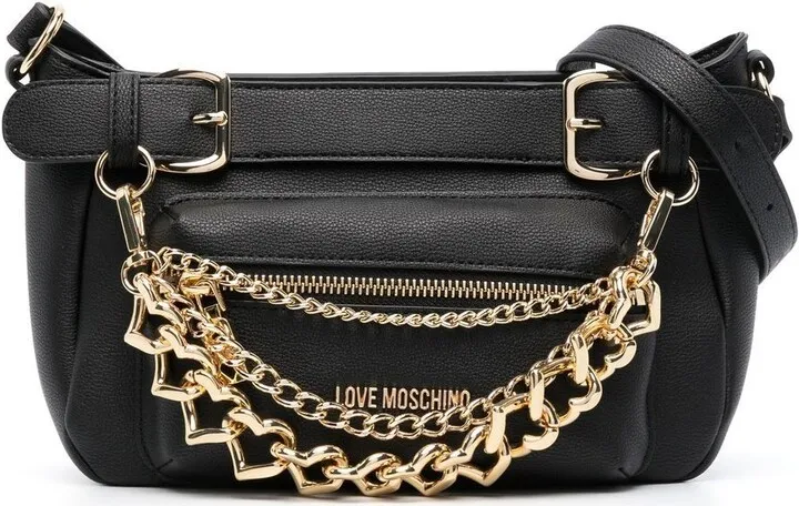 Chain-Embellished Leather Bag