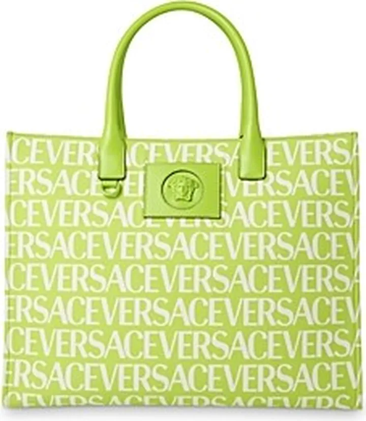 Versace La Medusa Logo Print Canvas Tote
