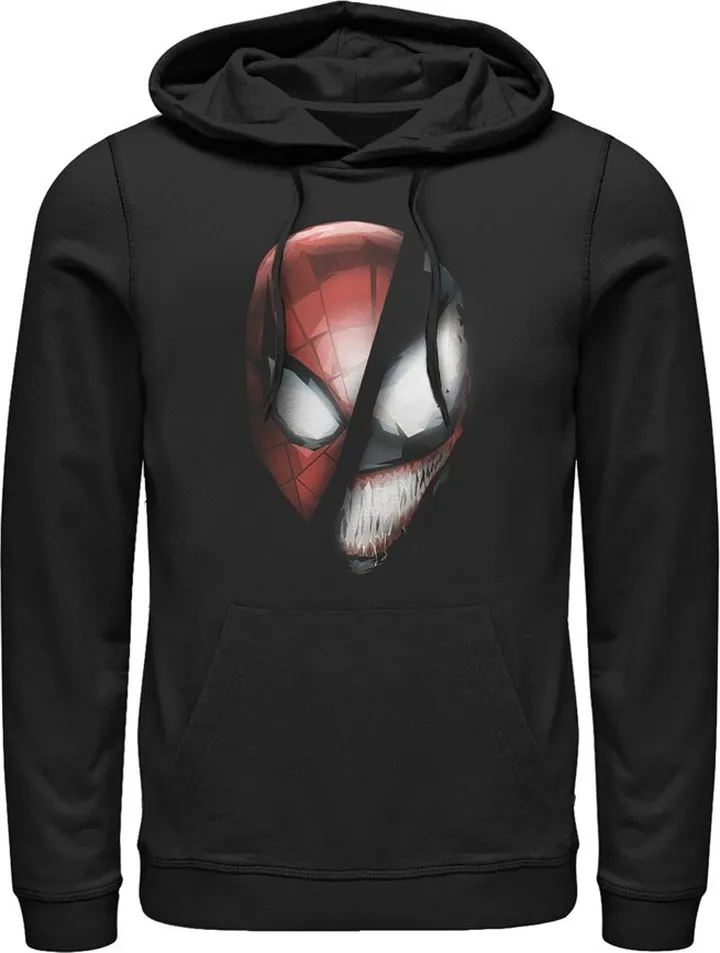 Men's Marvel Venom Becomes Spidey Mask Pull Over Hoodie - Black - 3X Large