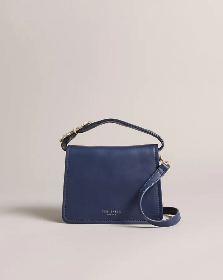 Jewel Detail Crossbody Bag in Dark Blue