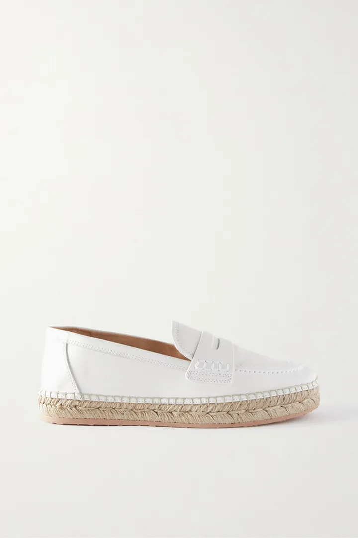 Gianvito Rossi - Alima Leather Espadrille Loafers - White