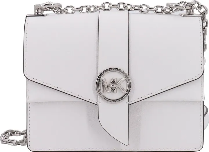 Leather shoulder bag with frontal monogram