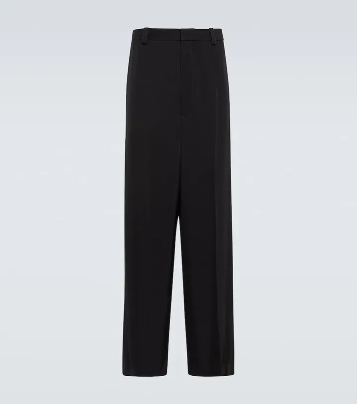 Mid-rise wide-leg twill pants