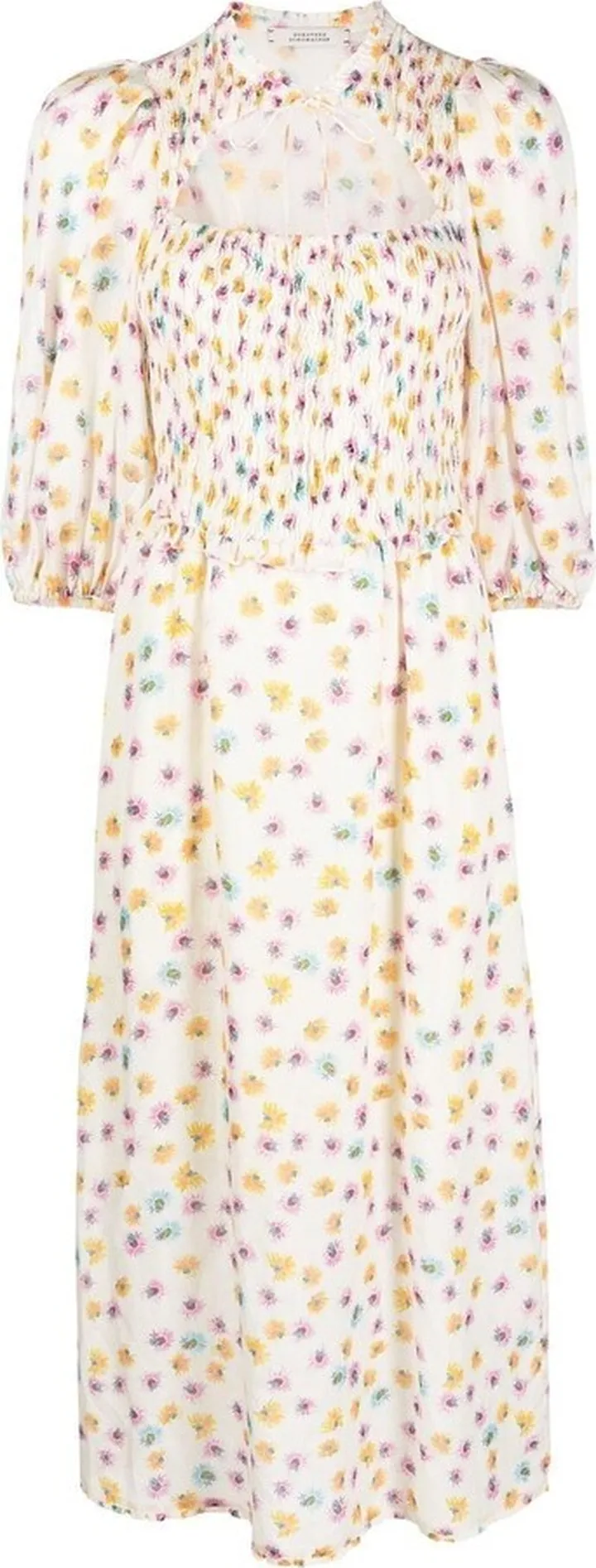 Floral-Print Cut-Out Midi Dress