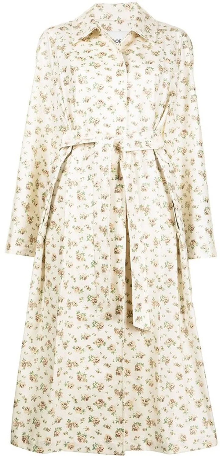 Floral-Print Trench Coat