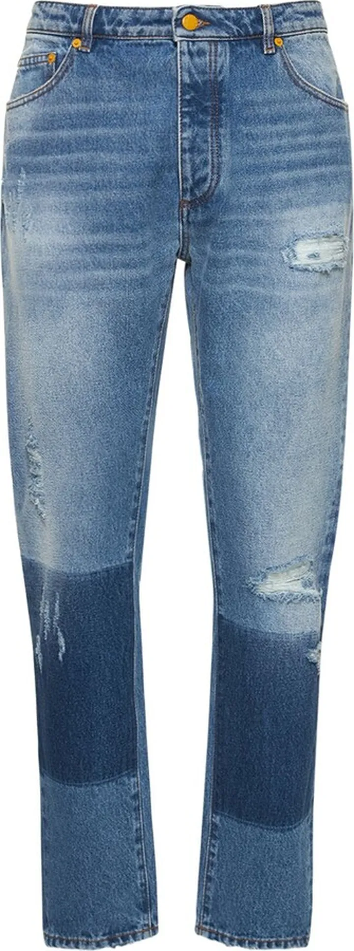 Vintage-effect cotton denim jeans