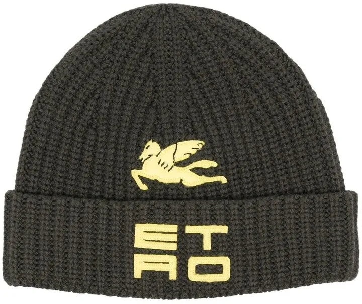 Logo-Embroidered Ribbed-Knit Beanie