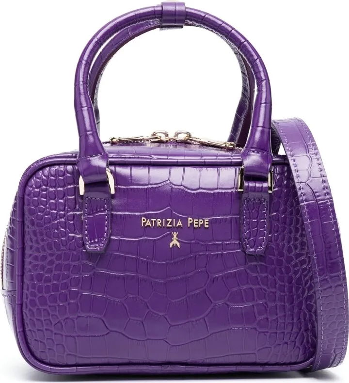 Crocodile-Embossed Logo Tote Bag