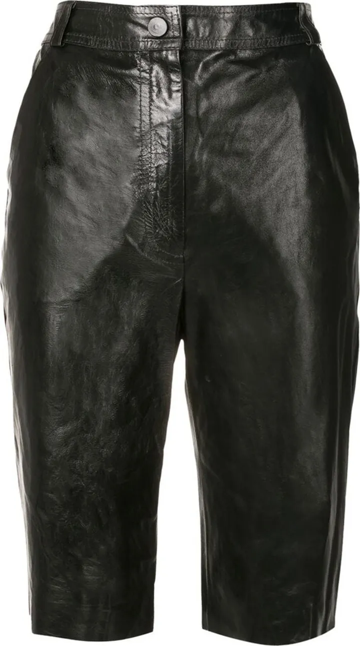 Knee-Length Leather Shorts