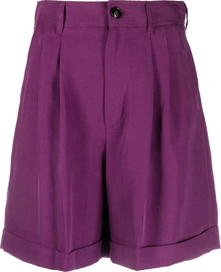 Pleated Turn-Up Shorts