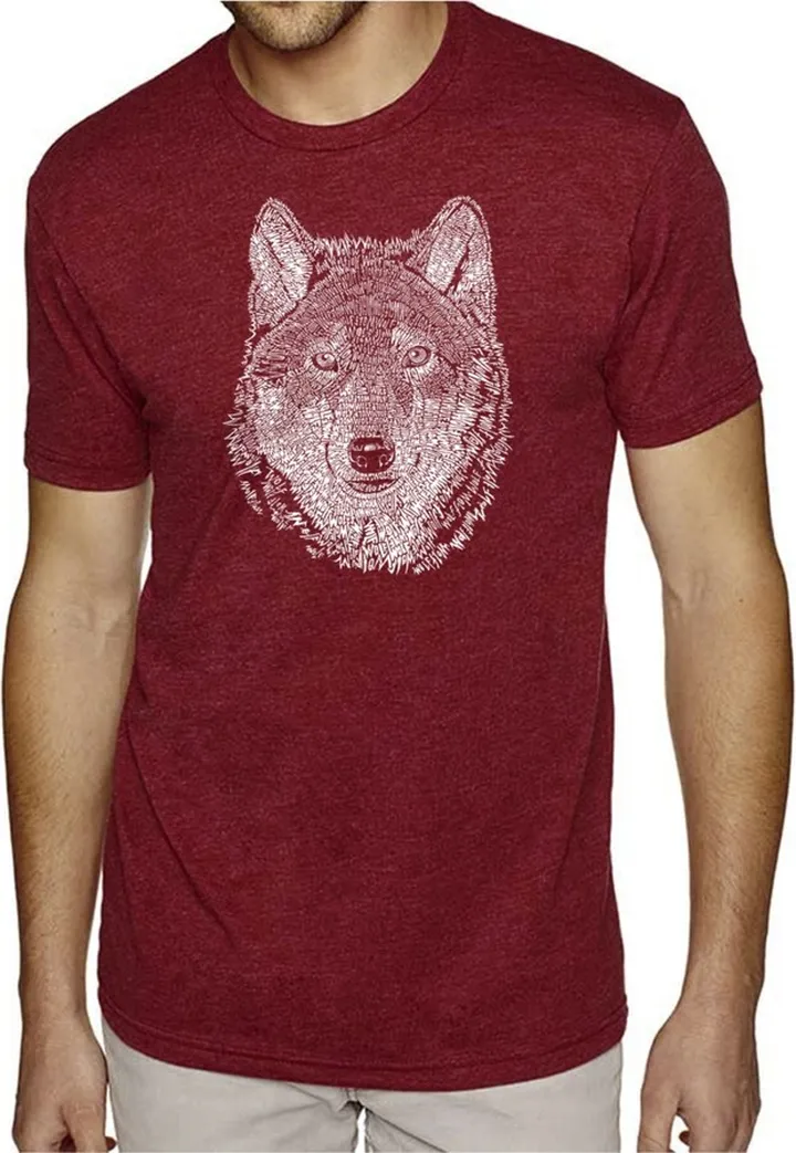 La Pop Art Men's Premium Word Art T-shirt - Wolf