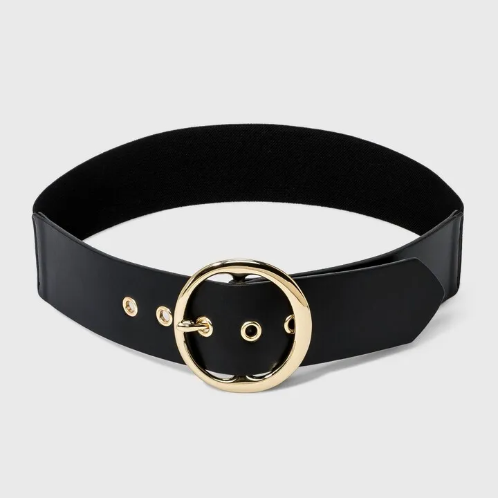 Women's Round Buckle Belt - A New Day™ Black M