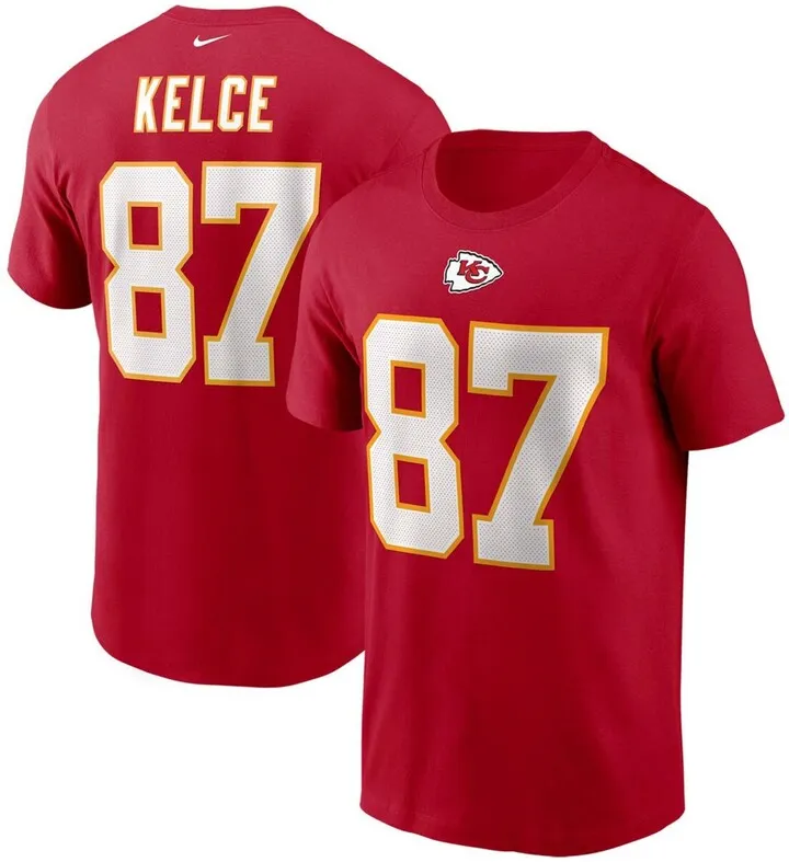 Men's Travis Kelce Red Kansas City Chiefs Name and Number T-shirt