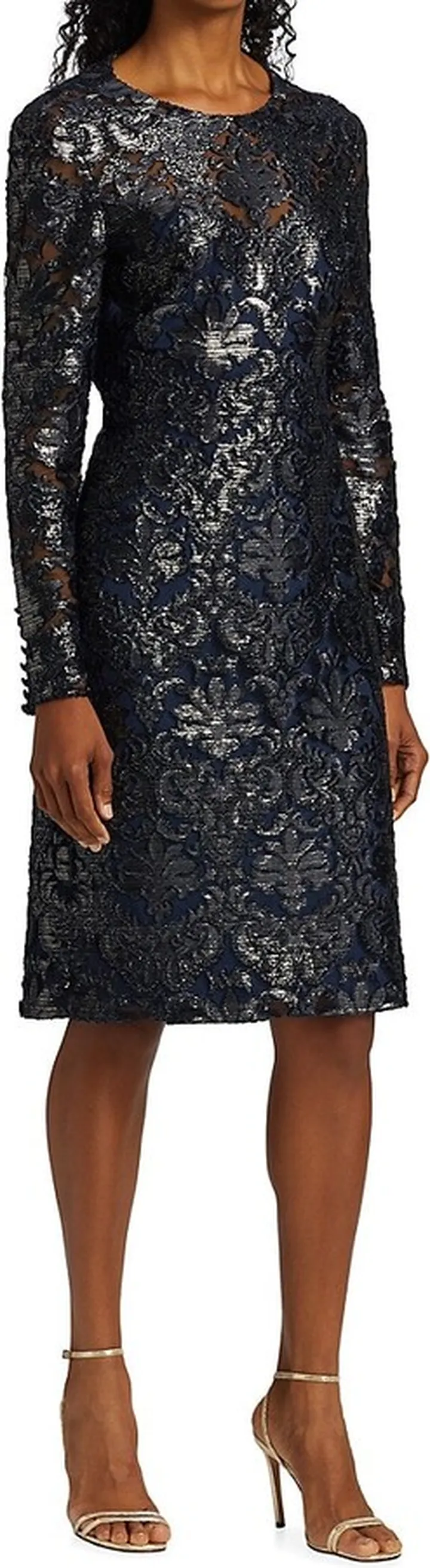 Cheryl Metallic Lace Dress