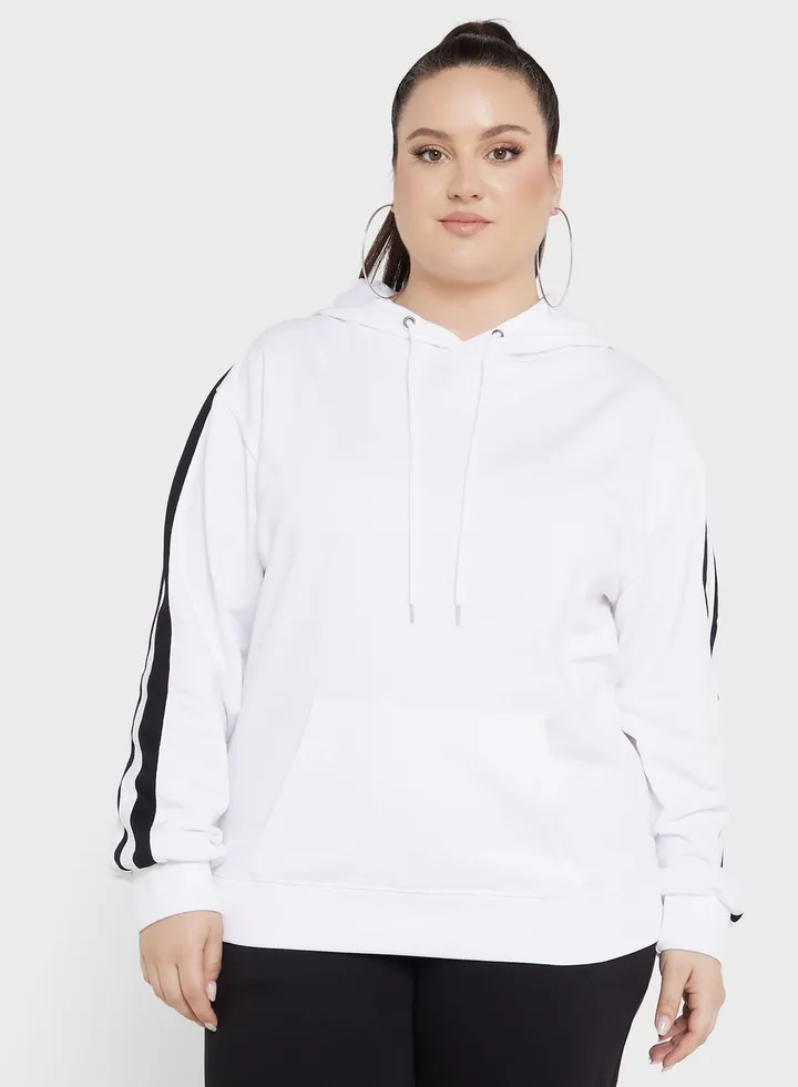Contrast Side Paneled Pocket Hoodie
