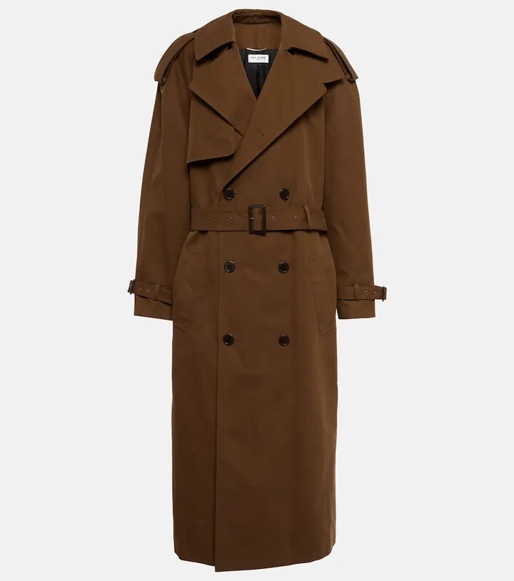 Double-breasted cotton trench coat