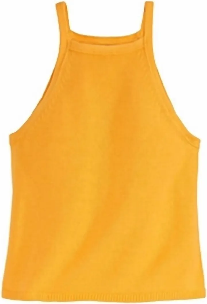 Square Neck Cotton Halter Tank in Marigold