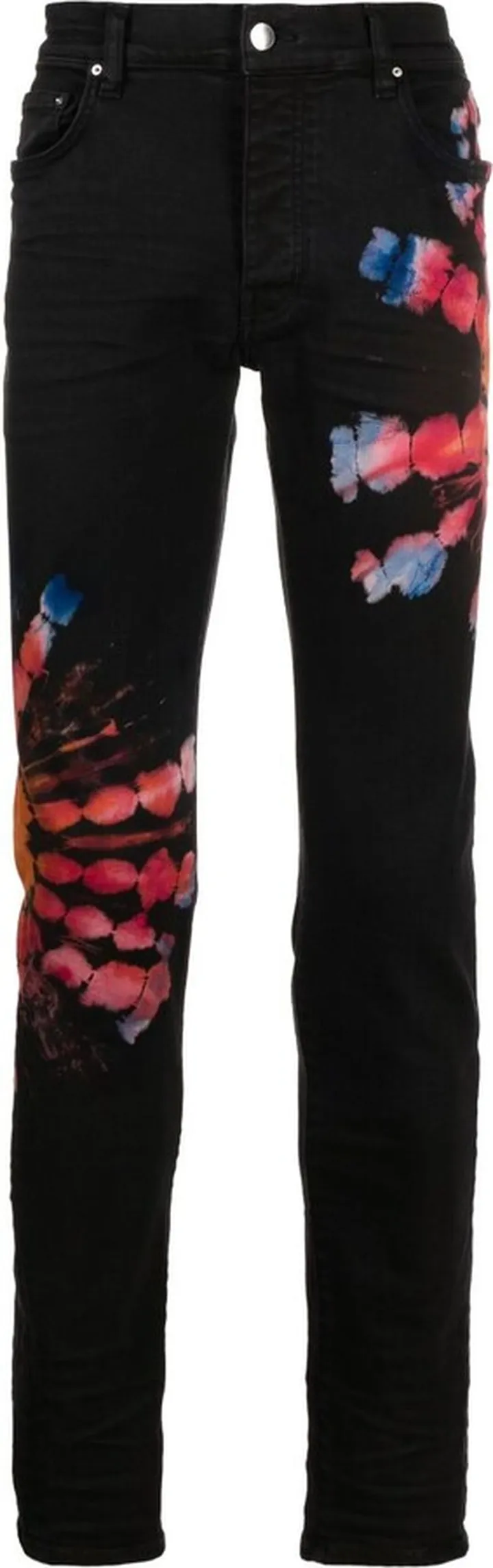 Black Tie-Dye Print Skinny Jeans