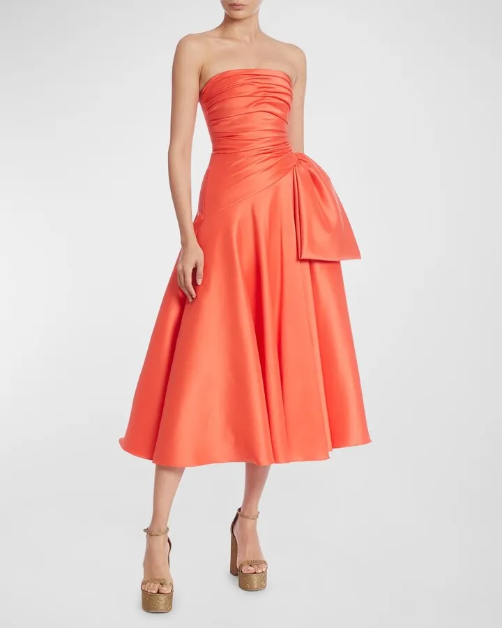 Strapless Ruched Midi Dress