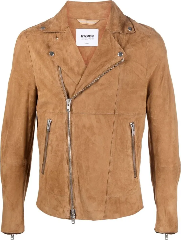 Asymmetric-Zip-Up Leather Jacket