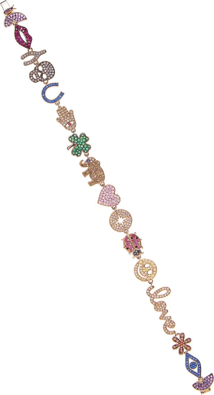 Women's 14K Gold Fifteen Year Multi-Stone Anniversary Bracelet
