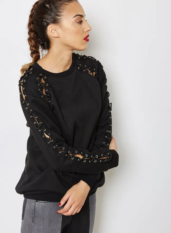 Lace Up Sweatshirt