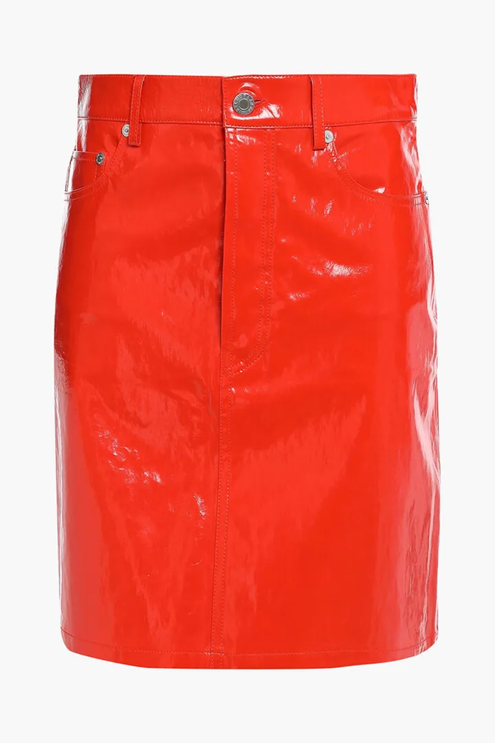 Patent-leather mini skirt