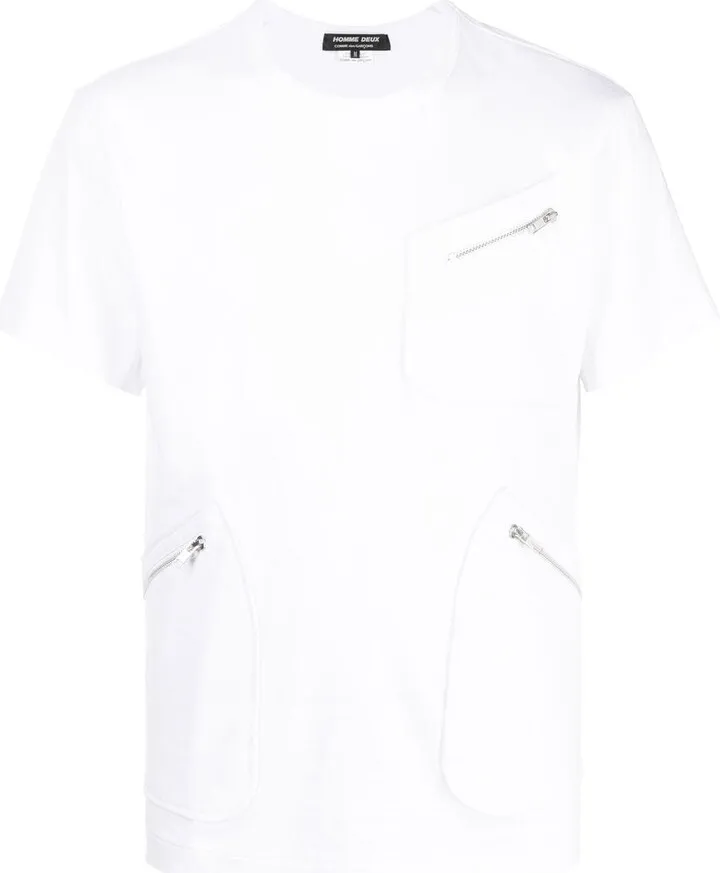 zip-pockets cotton T-shirt