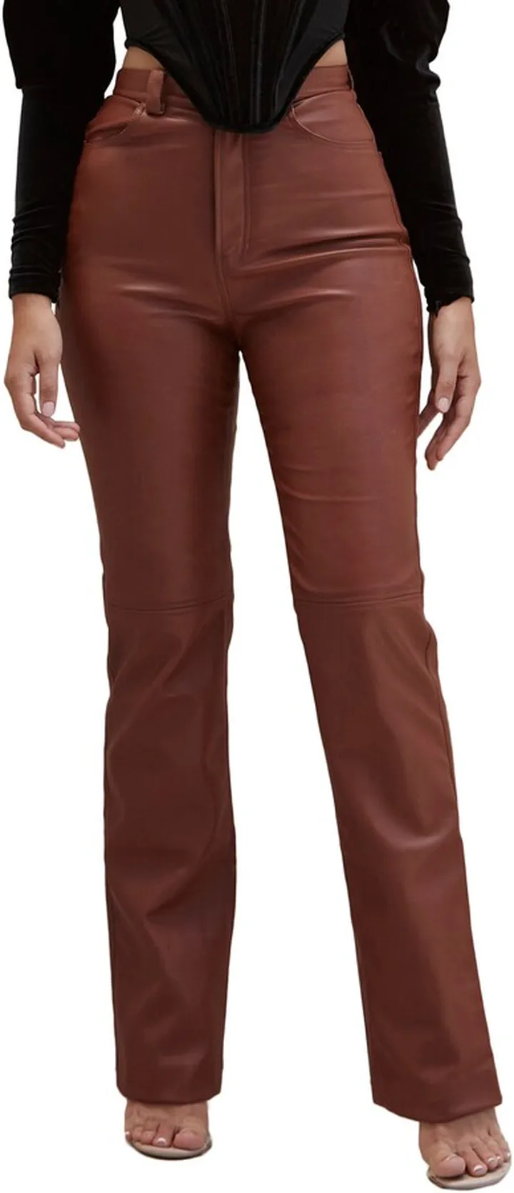 Inaya High Waist Faux Leather Trousers