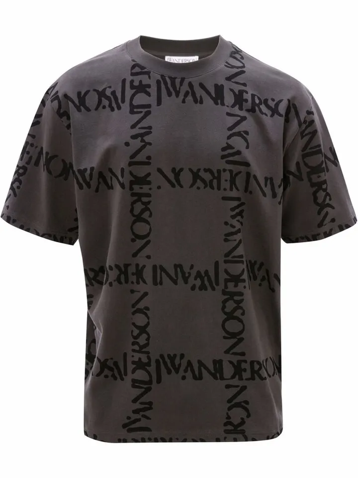 logo grid-print T-shirt