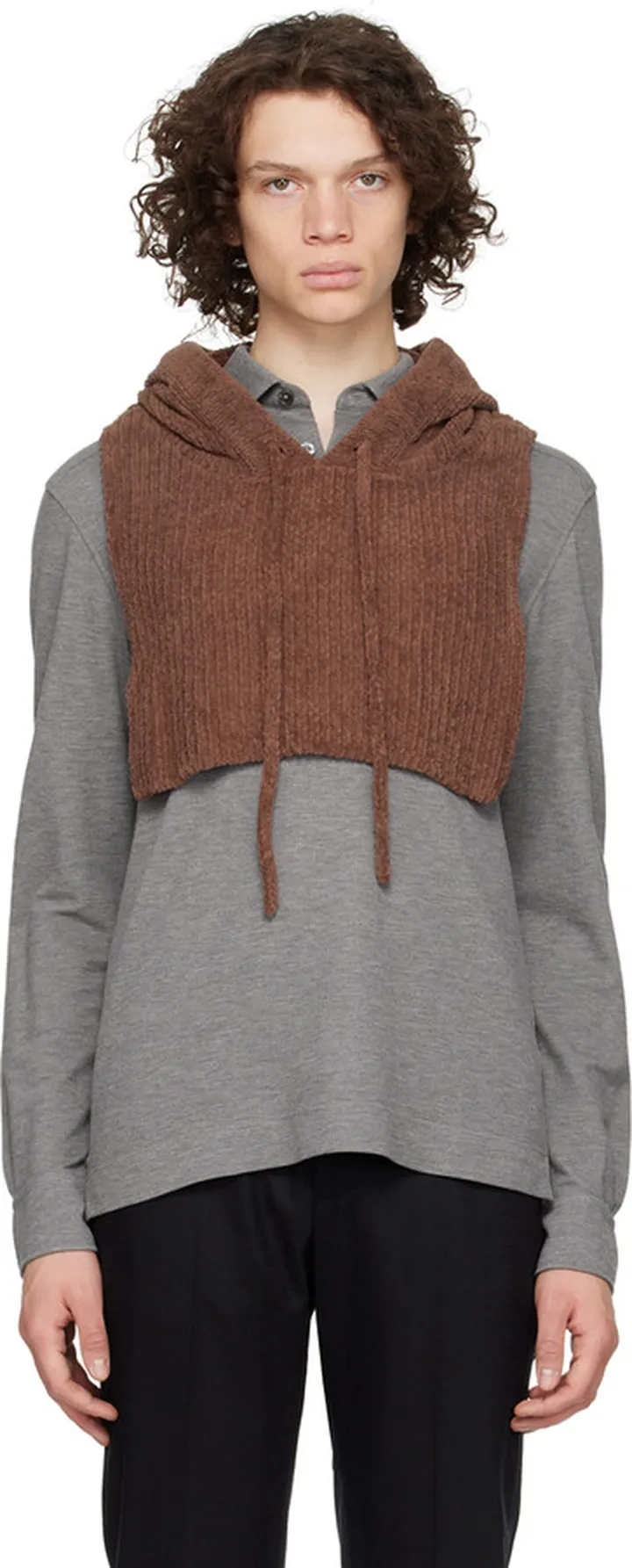 AMOMENTO Brown Hood Beanie