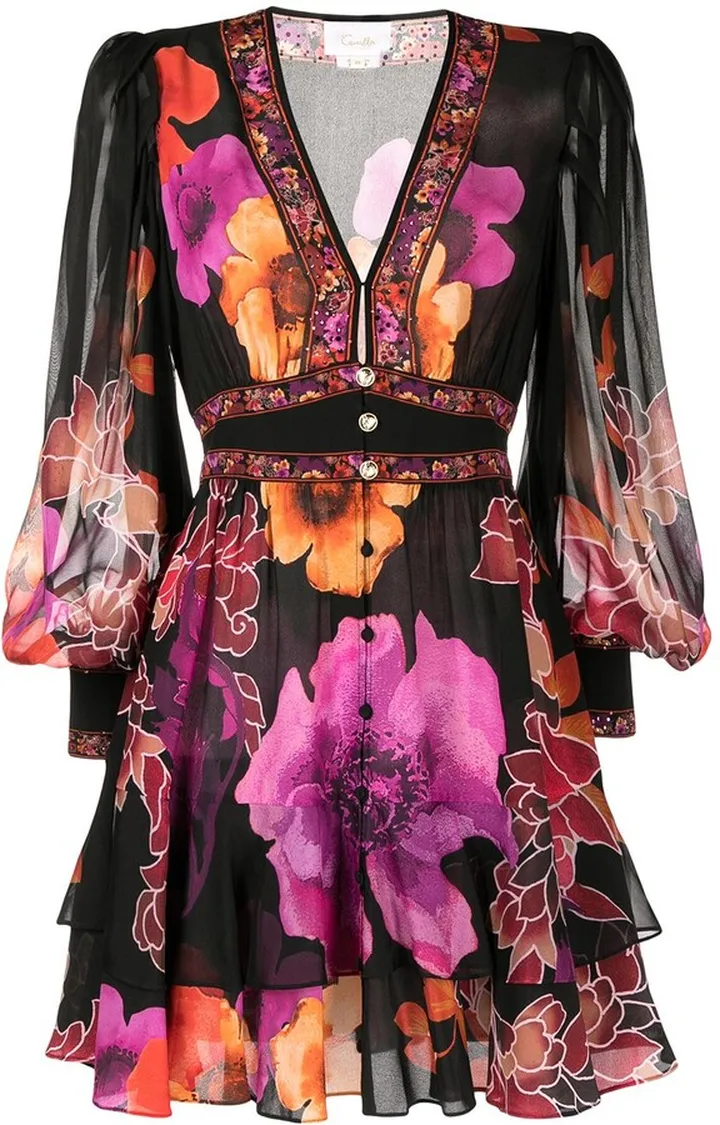 Midnight Poppy flared dress