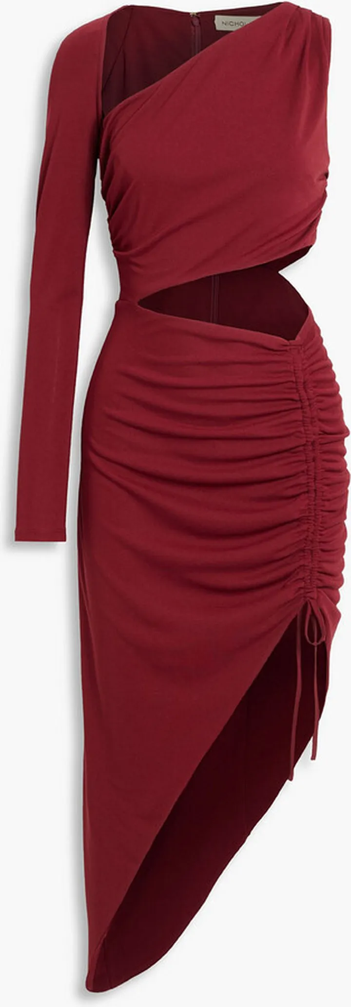 Paulina one-sleeve asymmetric cutout jersey dress