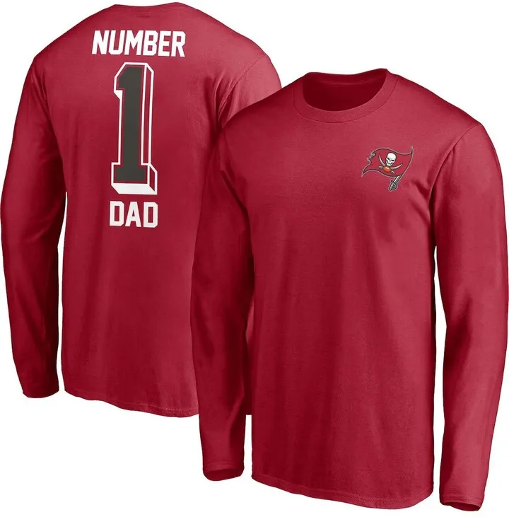 Men's Fanatics Red Tampa Bay Buccaneers #1 Dad Long Sleeve T-shirt