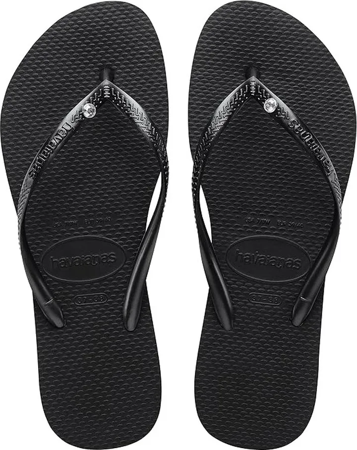 Havaianas Slim Crystal SW II Flip Flop Sandal (Black) Women's Shoes