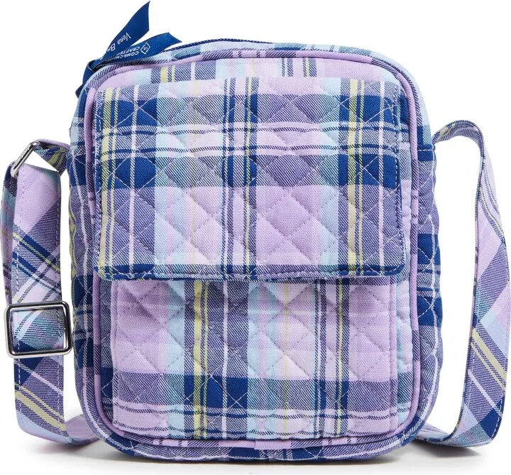 Vera Bradley Women's Recycled Cotton Small Crossbody Bag Amethyst Plaid