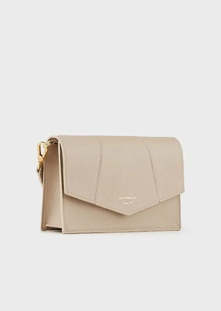 Deerskin-printed leather shoulder bag with card holder