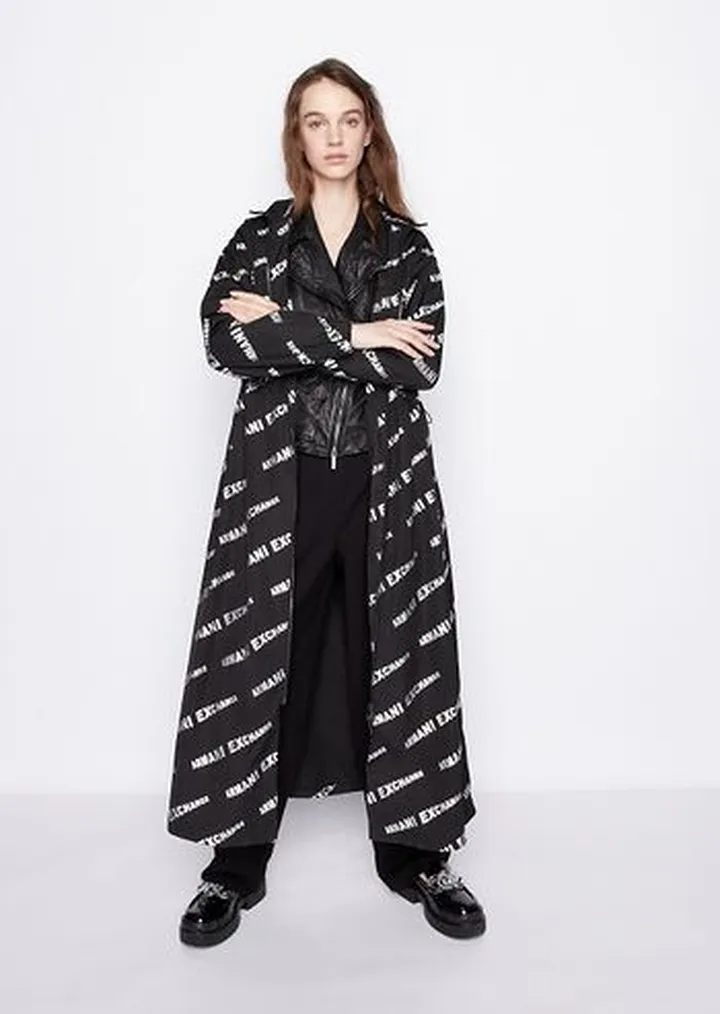 Hologram foil print trench coat