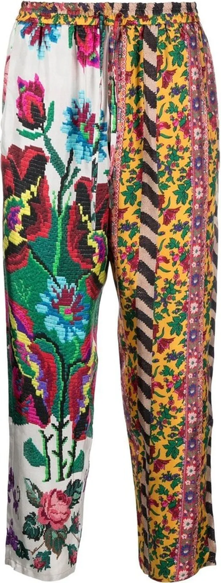 Aloe mix-print cropped trousers