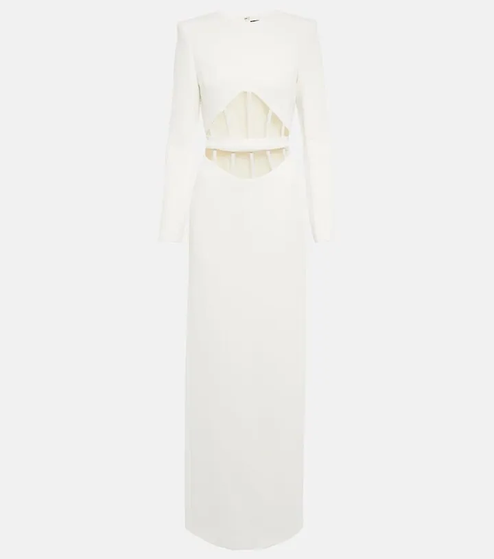 Mesh-trimmed cady gown