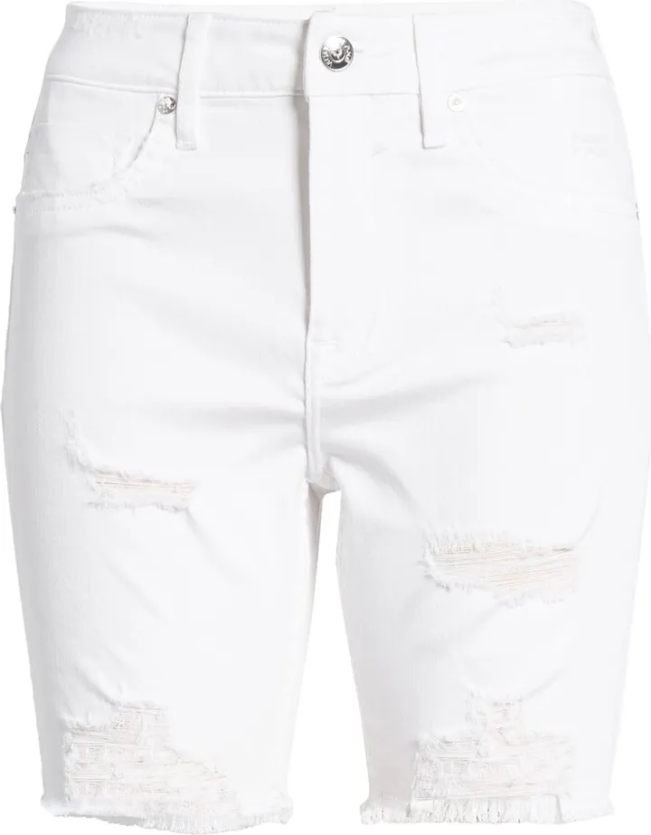 Ace Ripped High Waist Denim Bermuda Shorts