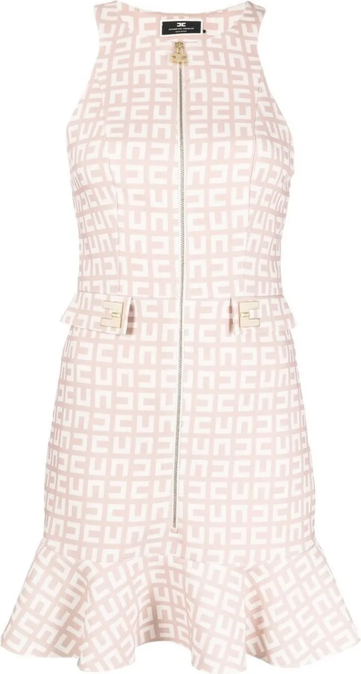 Maze-pattern ruffled dress