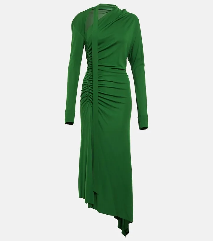 Asymmetric cutout jersey midi dress