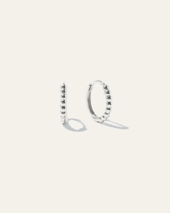 14k Gold Beaded Hoops