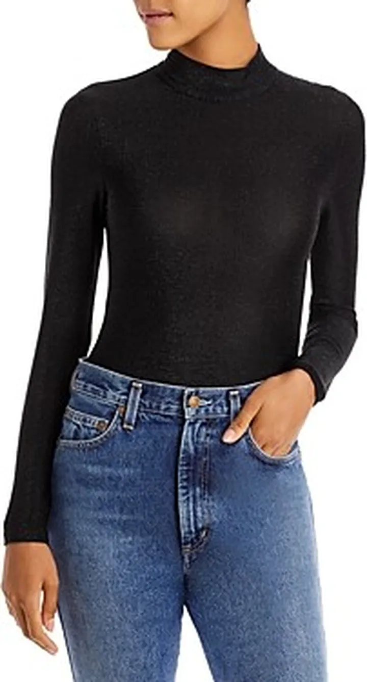 Bardot Lyric Mock Neck Metallic Bodysuit