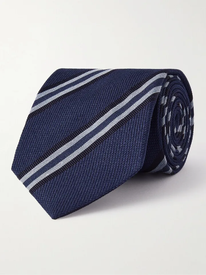 8cm Striped Silk and Cotton-Blend Jacquard Tie